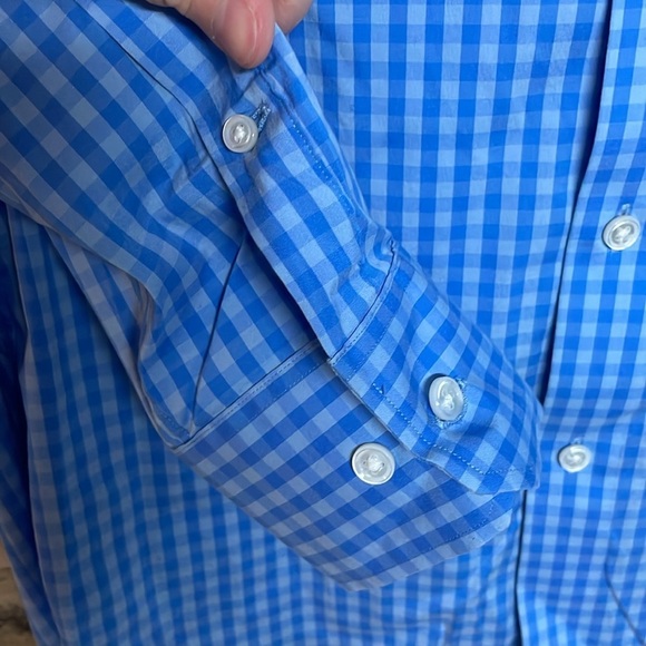 Bonobos Size 15-33 Blue Checker Slim Fit Long Sleeve Button Down Shirt - Picture 3 of 6